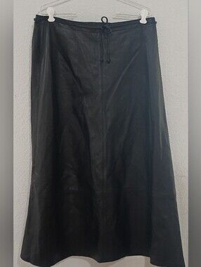 100% Black Leather Skirt